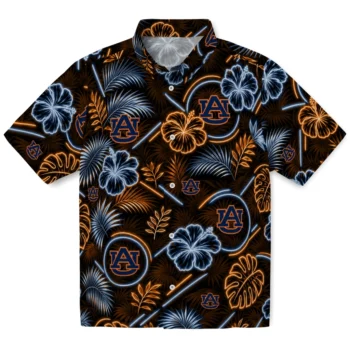 Auburn Tigers Hawaiian Shirt - Neon Florals Black