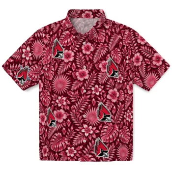 Ball State Cardinals Hawaiian Shirt - Crystal Foliage Red
