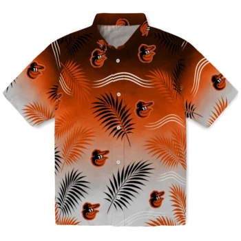 Baltimore Orioles Hawaiian Shirt - Ombre Fronds Orange