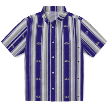 Baltimore Ravens Hawaiian Shirt - Distressed Stripes Purple Black