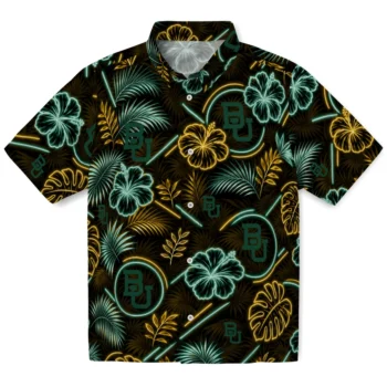 Baylor Bears Hawaiian Shirt - Neon Florals Black