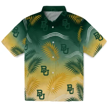 Baylor Bears Hawaiian Shirt - Ombre Fronds Green