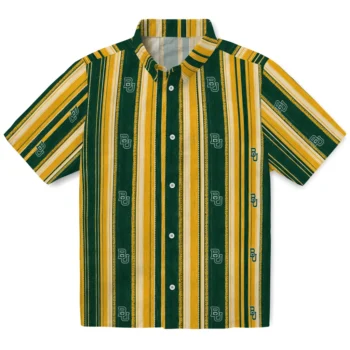 Baylor Bears Hawaiian Shirt - Distressed Stripes Green Gold