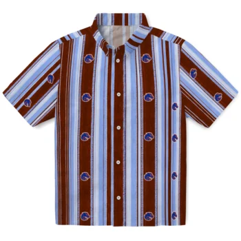 Boise State Broncos Hawaiian Shirt - Distressed Stripes Orange Blue