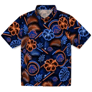 Boise State Broncos Hawaiian Shirt - Neon Florals Black
