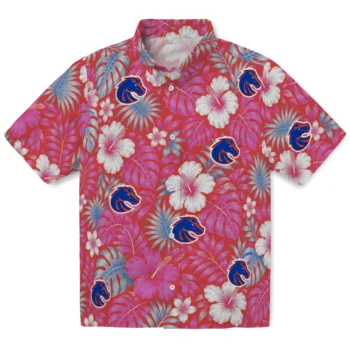 Boise State Broncos Hawaiian Shirt - Hibiscus Monstera Orange