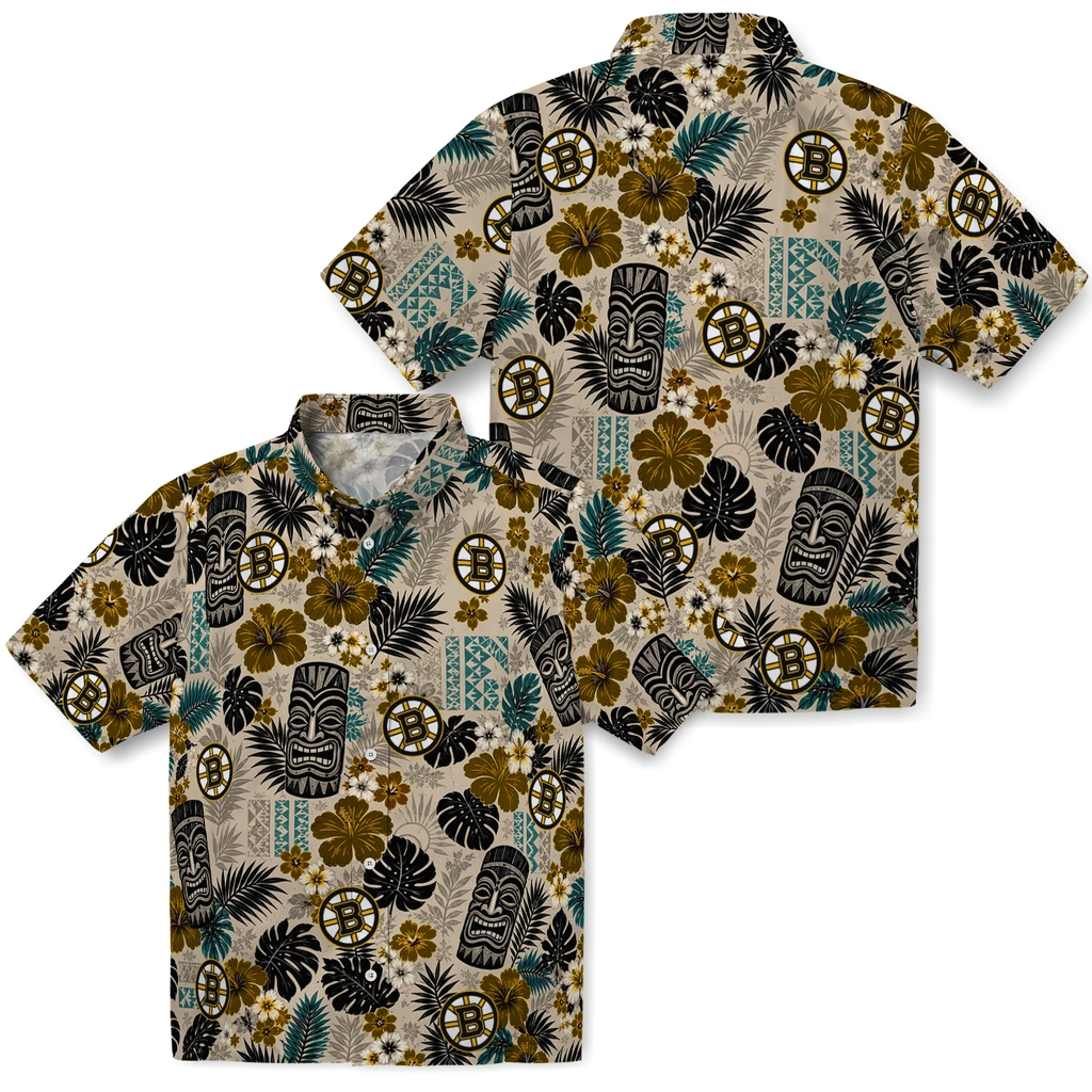 boston-bruins-hawaiian-shirt-custom-tiki-masks-warm-beige-high-quality.webp