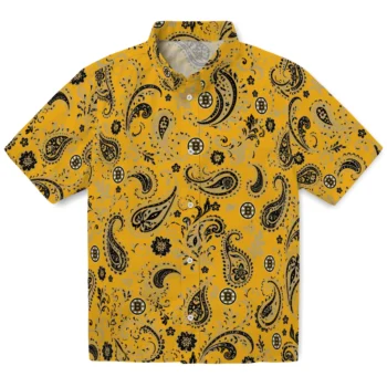 Boston Bruins Hawaiian Shirt - Paisley Print Gold