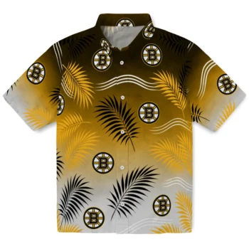 Boston Bruins Hawaiian Shirt - Ombre Fronds Gold