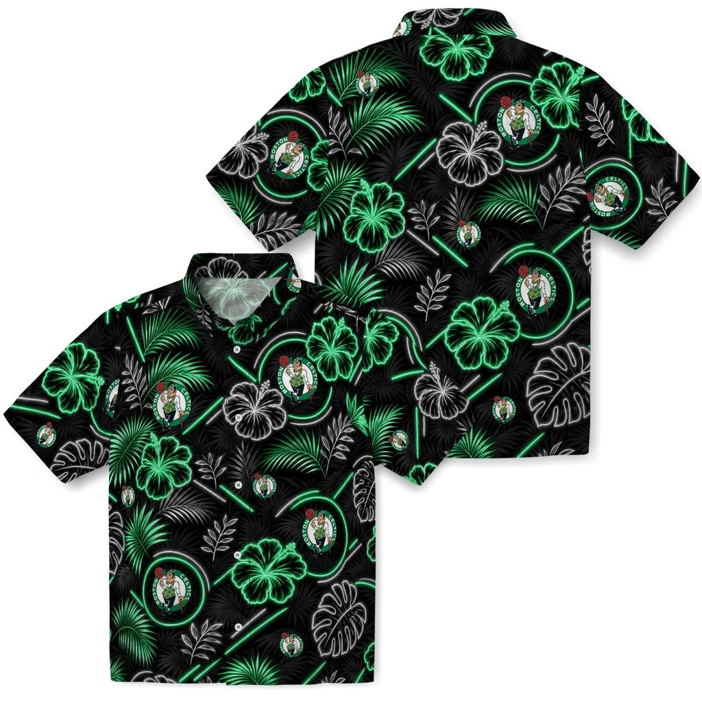 boston-celtics-hawaiian-shirt-customized-neon-florals-black-high-quality.webp