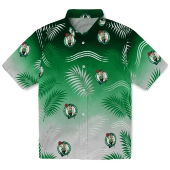 Boston Celtics Hawaiian Shirt - Ombre Fronds Green