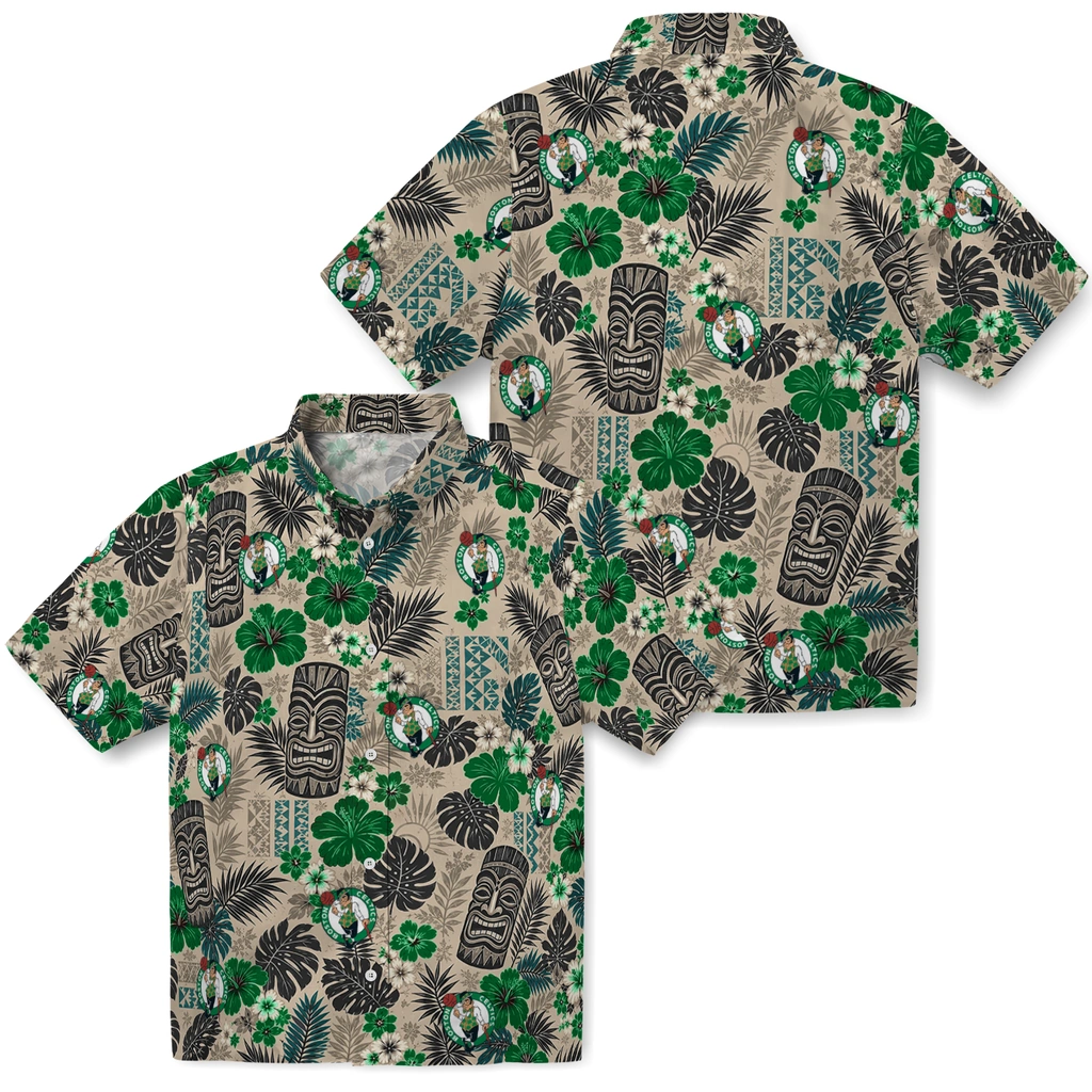 boston-celtics-hawaiian-shirt-personalized-tiki-masks-warm-beige-high-quality.webp