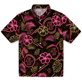 Boston College Eagles Hawaiian Shirt - Neon Florals Black