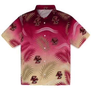 Boston College Eagles Hawaiian Shirt - Ombre Fronds Maroon