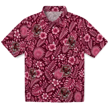 Boston College Eagles Hawaiian Shirt - Crystal Foliage Maroon