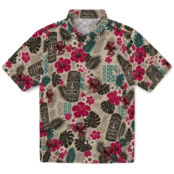 Boston College Eagles Hawaiian Shirt - Tiki Masks Warm Beige