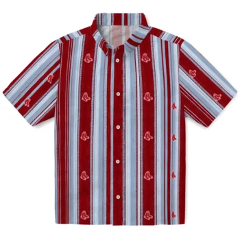 Boston Red Sox Hawaiian Shirt - Distressed Stripes Red Navy