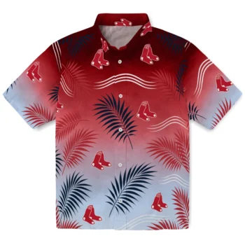 Boston Red Sox Hawaiian Shirt - Ombre Fronds Red