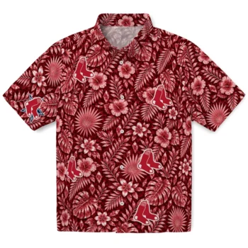 Boston Red Sox Hawaiian Shirt - Crystal Foliage Red