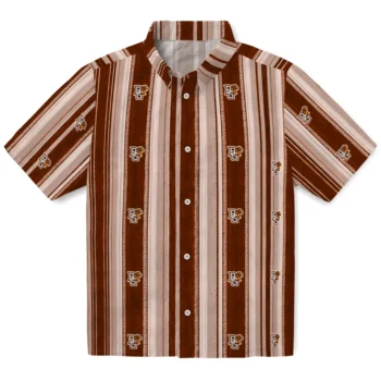 Bowling Green Falcons Hawaiian Shirt - Distressed Stripes Orange Brown