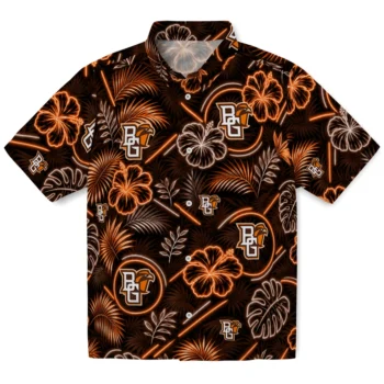 Bowling Green Falcons Hawaiian Shirt - Neon Florals Black
