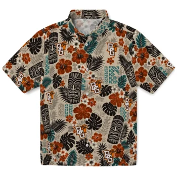 Bowling Green Falcons Hawaiian Shirt - Tiki Masks Warm Beige