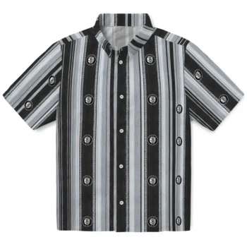Brooklyn Nets Hawaiian Shirt - Distressed Stripes Black Gray
