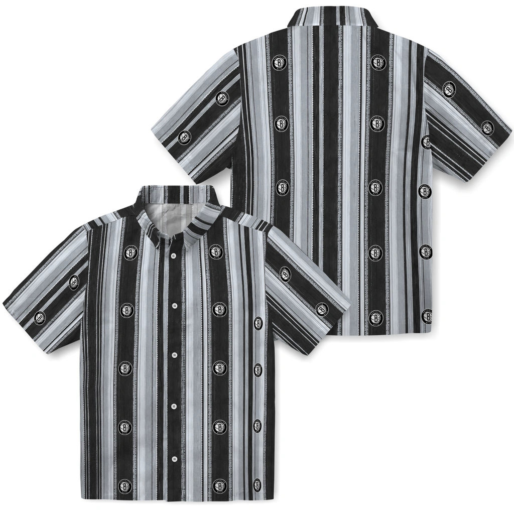 brooklyn-nets-hawaiian-shirt-customized-distressed-stripes-black-grey-high-quality.webp