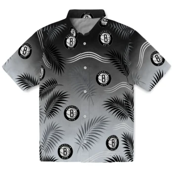 Brooklyn Nets Hawaiian Shirt - Ombre Fronds Black