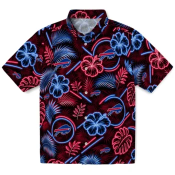 Buffalo Bills Hawaiian Shirt - Neon Florals Black