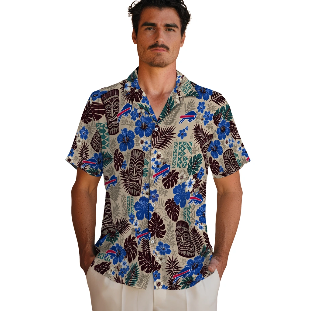 buffalo-bills-hawaiian-shirt-personalized-tiki-masks-warm-beige-fashion-forward.webp