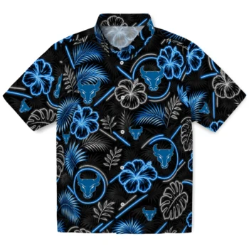 Buffalo Bulls Hawaiian Shirt - Neon Florals Black