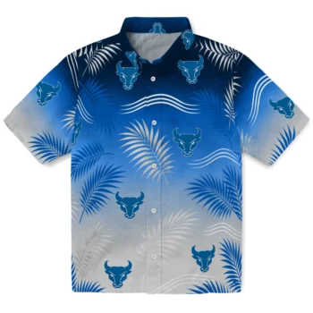 Buffalo Bulls Hawaiian Shirt - Ombre Fronds Royal Blue