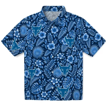 Buffalo Bulls Hawaiian Shirt - Crystal Foliage Royal Blue