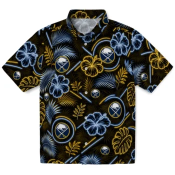 Buffalo Sabres Hawaiian Shirt - Neon Florals Black