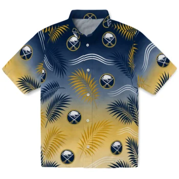 Buffalo Sabres Hawaiian Shirt - Ombre Fronds Navy Blue