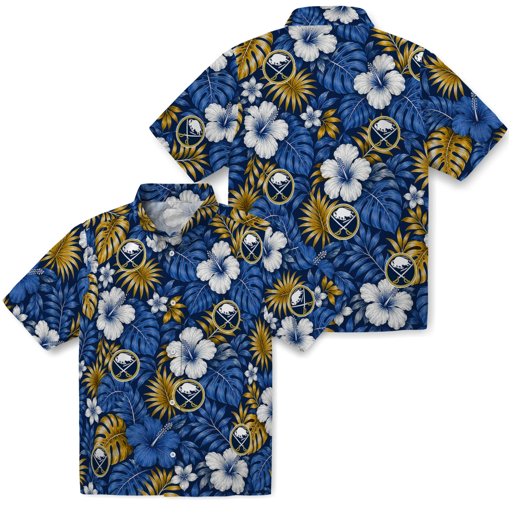 buffalo-sabres-hawaiian-shirt-customized-hibiscus-monstera-navy-blue-high-quality.webp