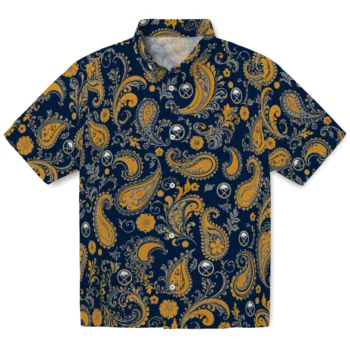 Buffalo Sabres Hawaiian Shirt - Paisley Print Navy Blue