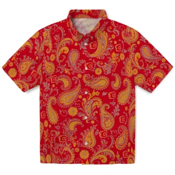Calgary Flames Hawaiian Shirt - Paisley Print Red