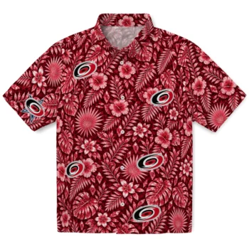 Carolina Hurricanes Hawaiian Shirt - Crystal Foliage Red