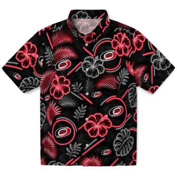Carolina Hurricanes Hawaiian Shirt - Neon Florals Black