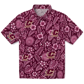 Central Michigan Chippewas Hawaiian Shirt - Crystal Foliage Maroon