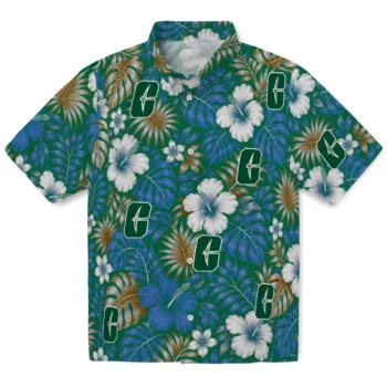 Charlotte 49ers Hawaiian Shirt - Hibiscus Monstera Green