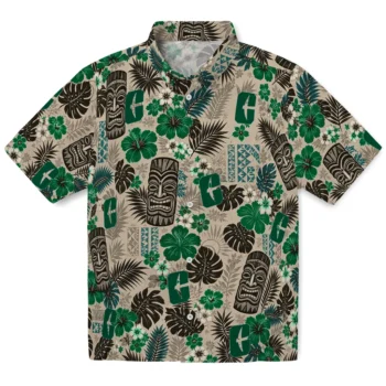 Charlotte 49ers Hawaiian Shirt - Tiki Masks Warm Beige