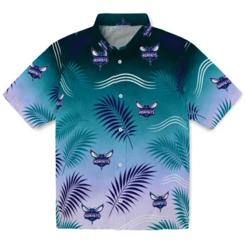 Charlotte Hornets Hawaiian Shirt - Ombre Fronds Teal