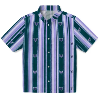 Charlotte Hornets Hawaiian Shirt - Distressed Stripes Teal Purple