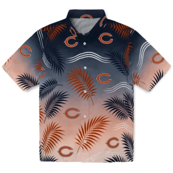 Chicago Bears Hawaiian Shirt - Ombre Fronds Blue