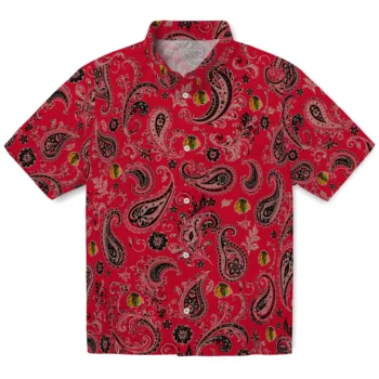 Chicago Blackhawks Hawaiian Shirt - Paisley Print Red