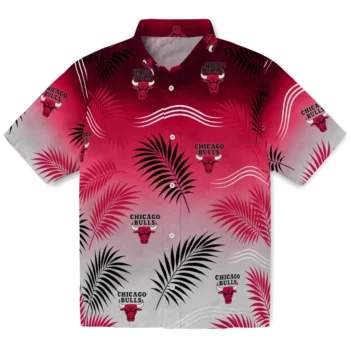 Chicago Bulls Hawaiian Shirt - Ombre Fronds Red