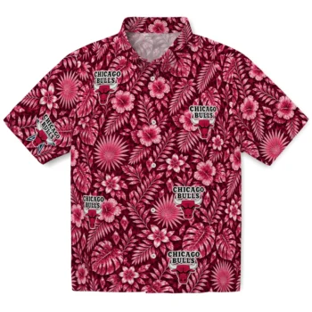 Chicago Bulls Hawaiian Shirt - Crystal Foliage Red